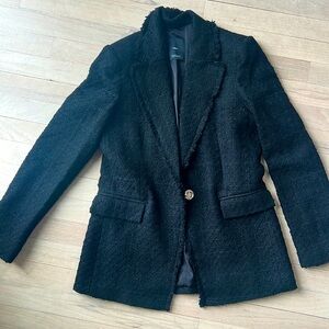 Tweed blazer with jewel button